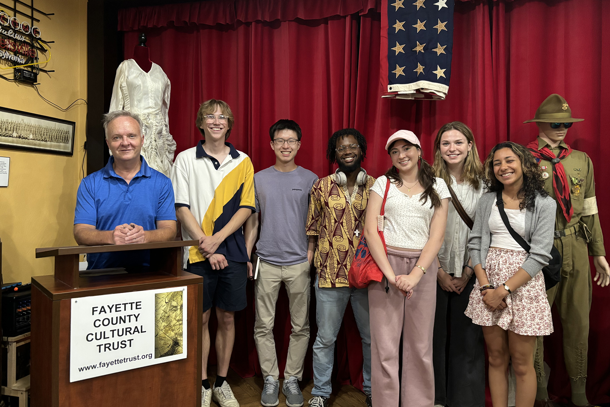 Members of Penn’s Political Empathy Lab with Daniel Cocks, executive director of the Fayette County Cultural Trust.