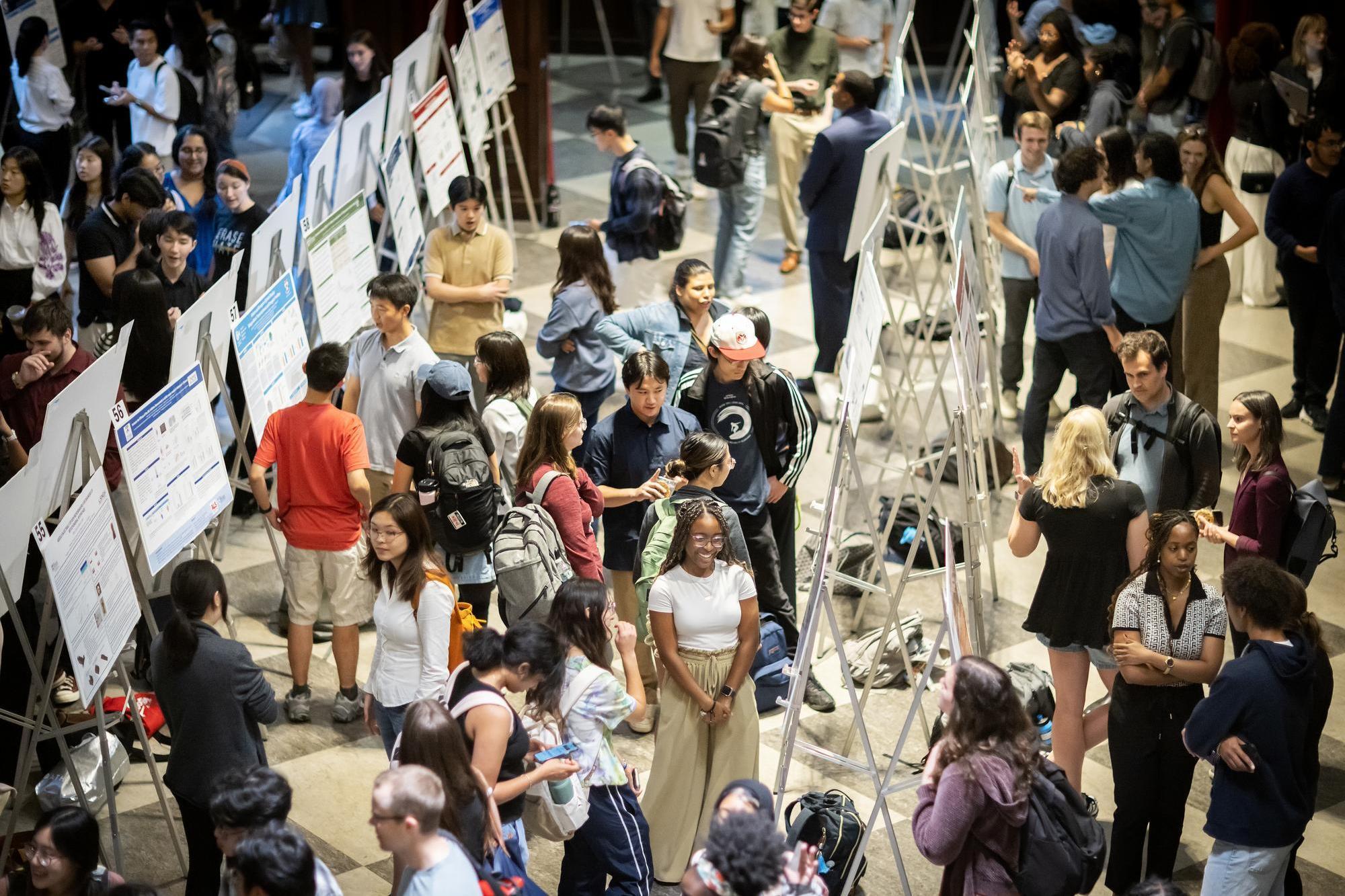 Houston Hall full of students and guests during the CURF Poster Expo.