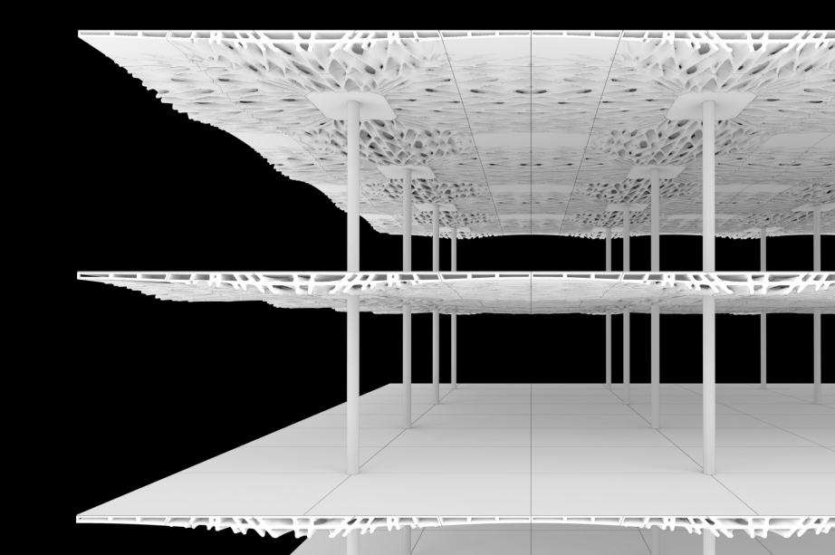 A rendering of the carbon-absorbing and storage system