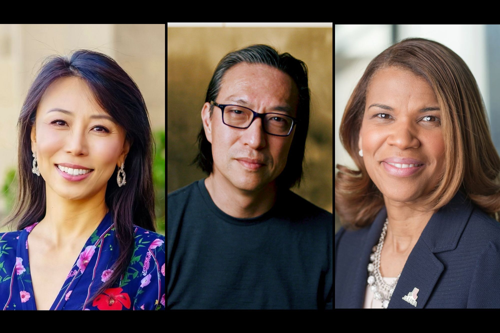 From left to right, headshots of Haejin Fujimura, Makoto Fujimura, and Kemba Smith