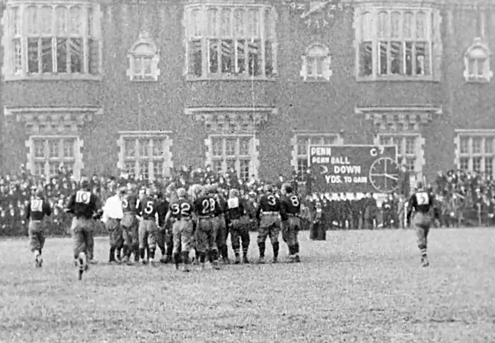 Archival footage of a Penn vs Cornell football game in 1915.