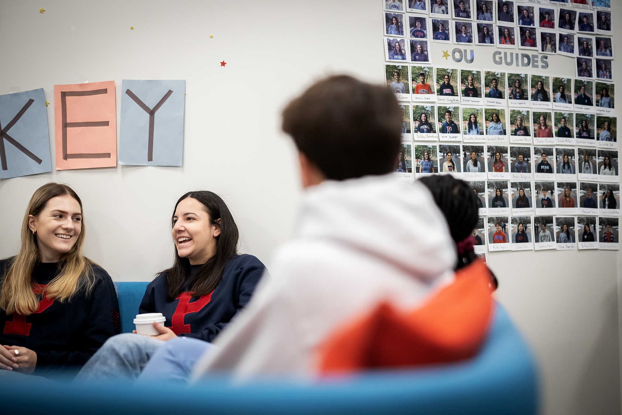 Kite and Key members inside in a room in Claudia Cohen Hall.