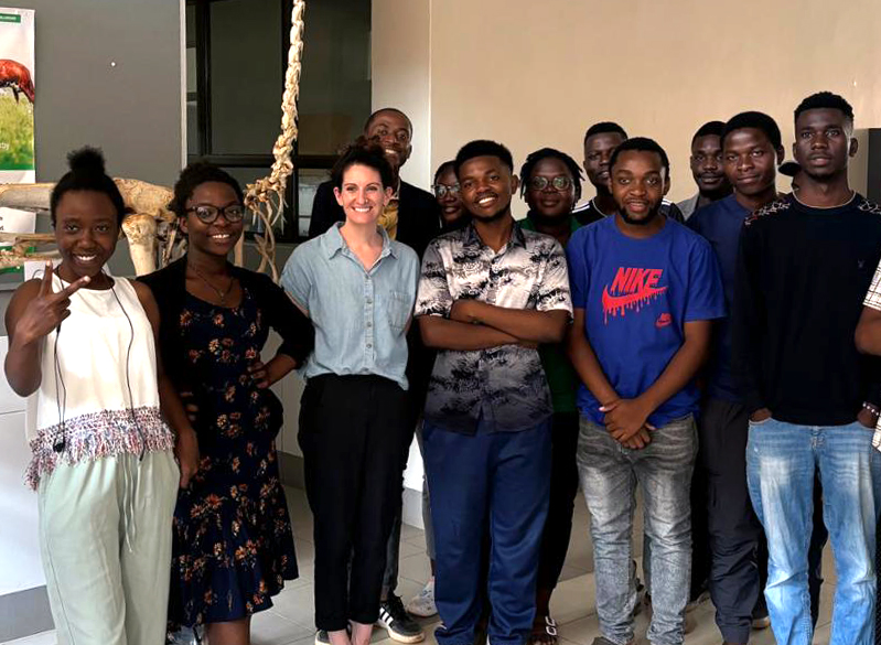 Ashley Vanderbeck with vet students in Malawi.