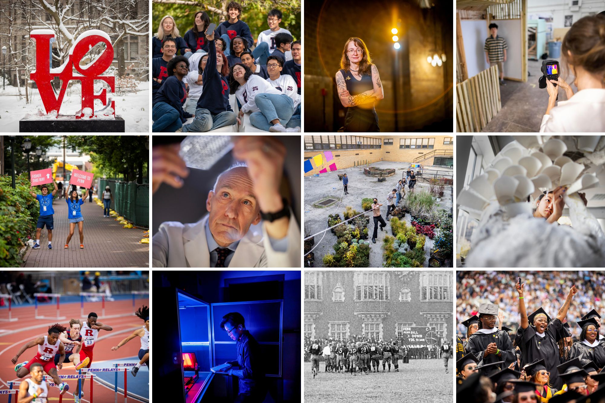 A grid of 12 images from Penn Today stories.