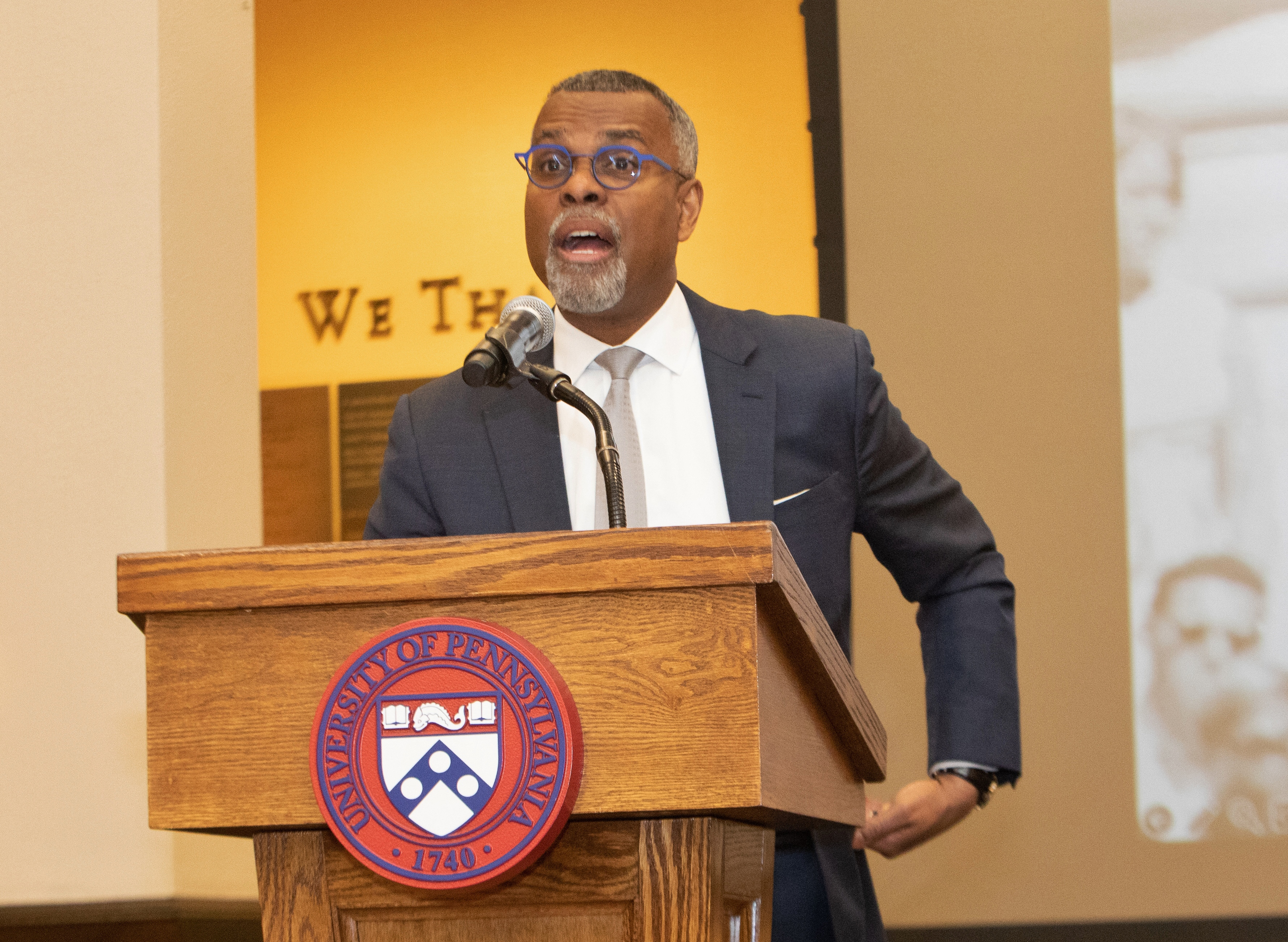 Eddie Glaude speaks at a podium