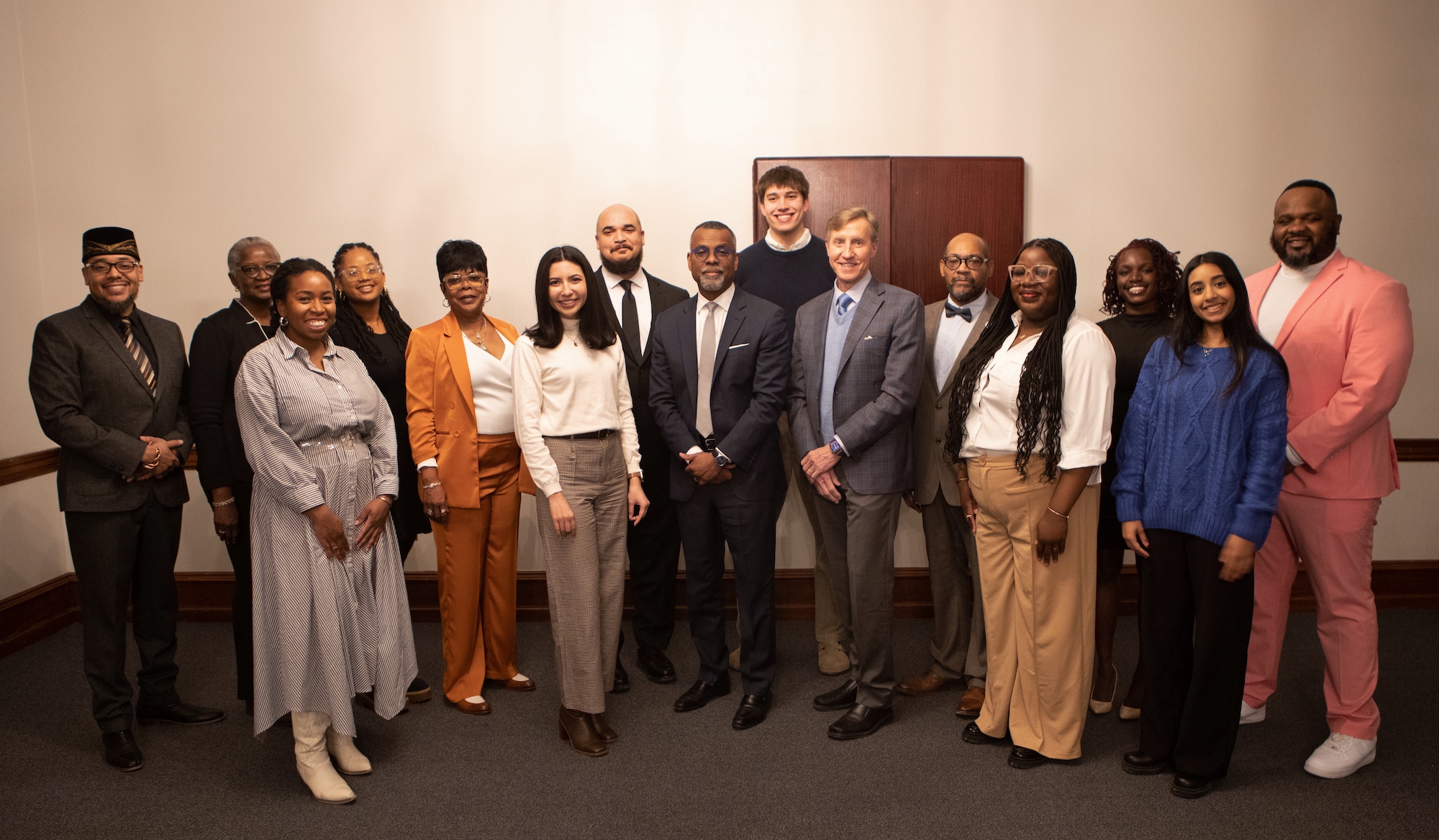 Interim President J. Larry Jameson and guest speaker Eddie Glaude, Jr. stand with staff and award winners. 