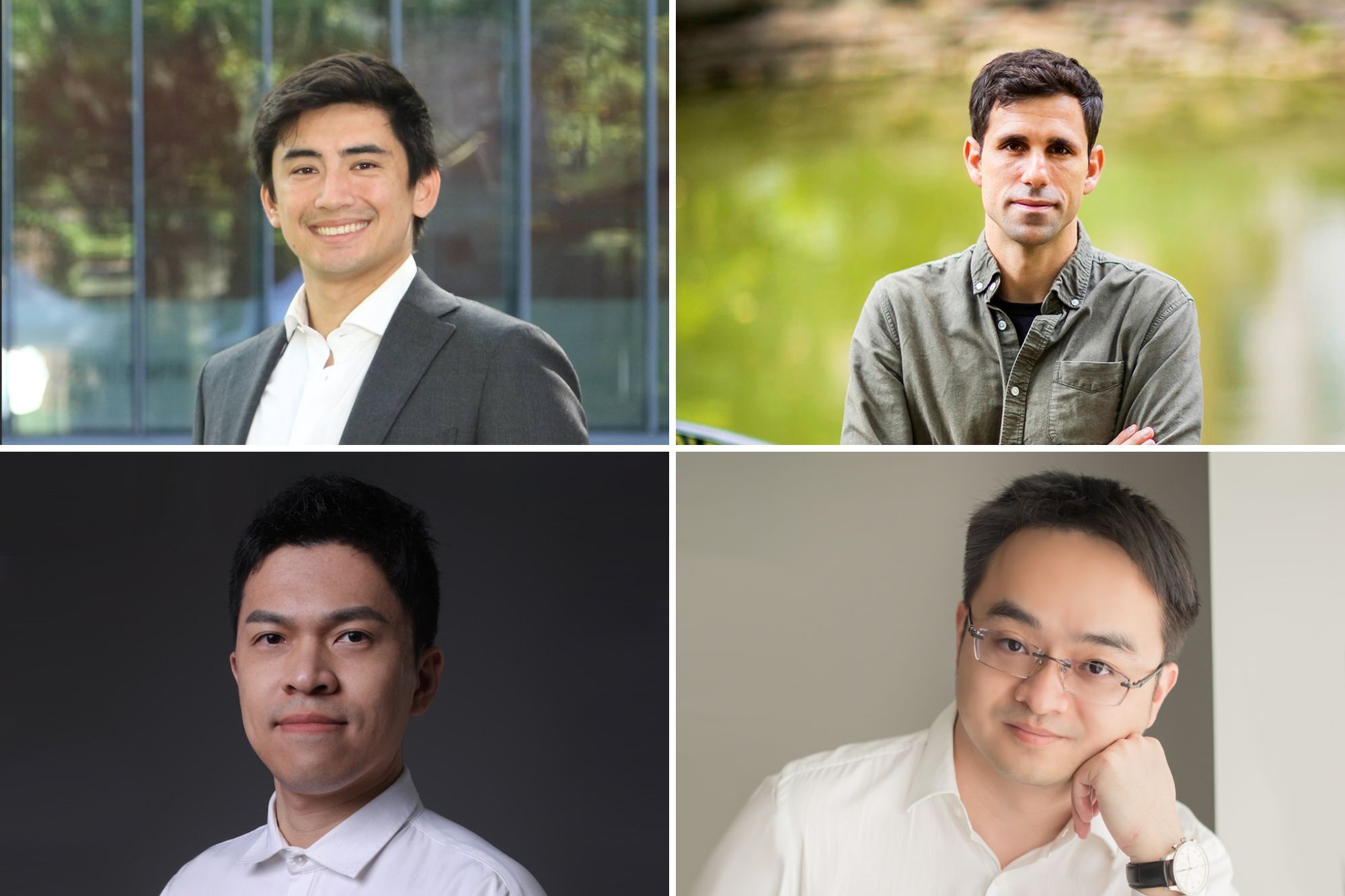 Four portraits arranged in a 2x2 grid. Clockwise from top left: Jason Altschuler, Cesar de la Fuente, Liang Wu, and Anderson Ye Zhang