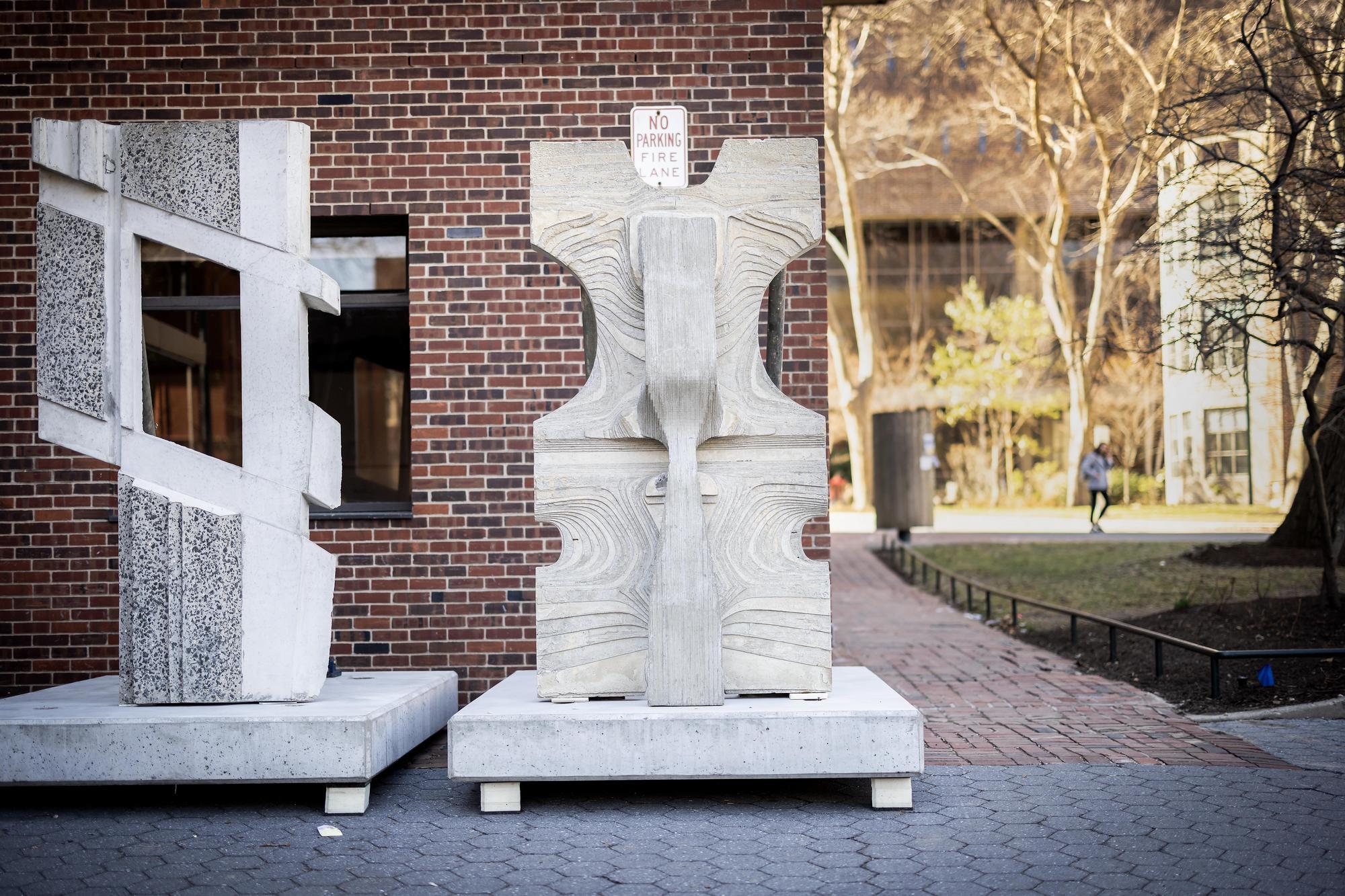 Concrete panels outside Penn’s Weitzman Plaza.