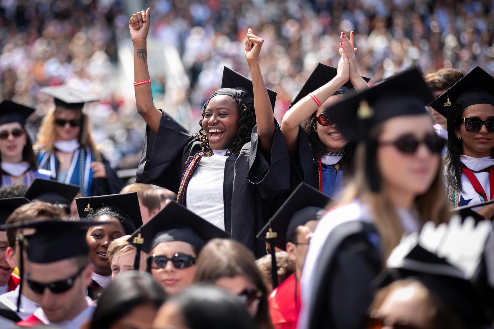 Graduates cheering at Penn’s 269th Commencement.