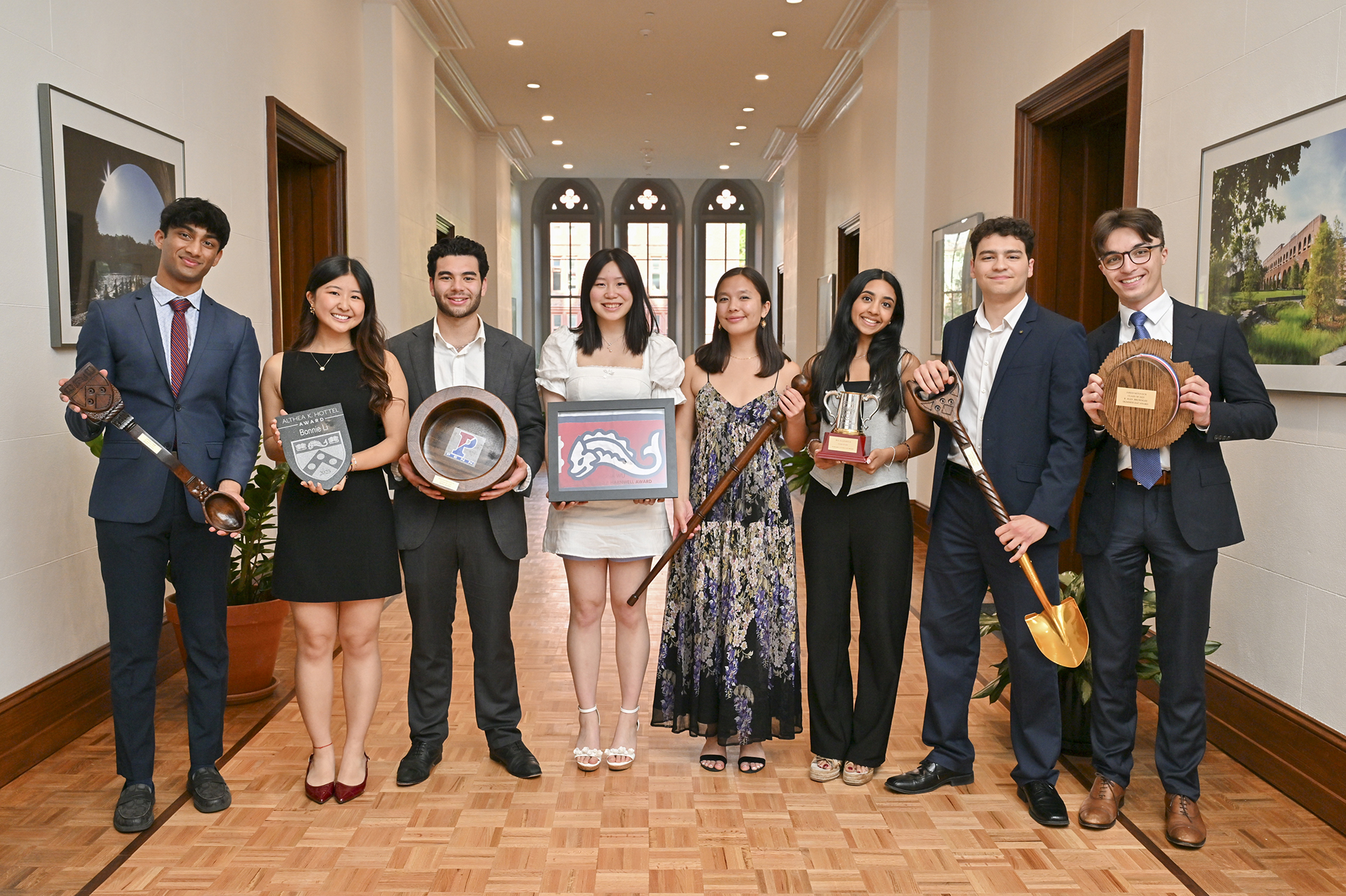 The recipients of the Ivy Day awards holding their awards.
