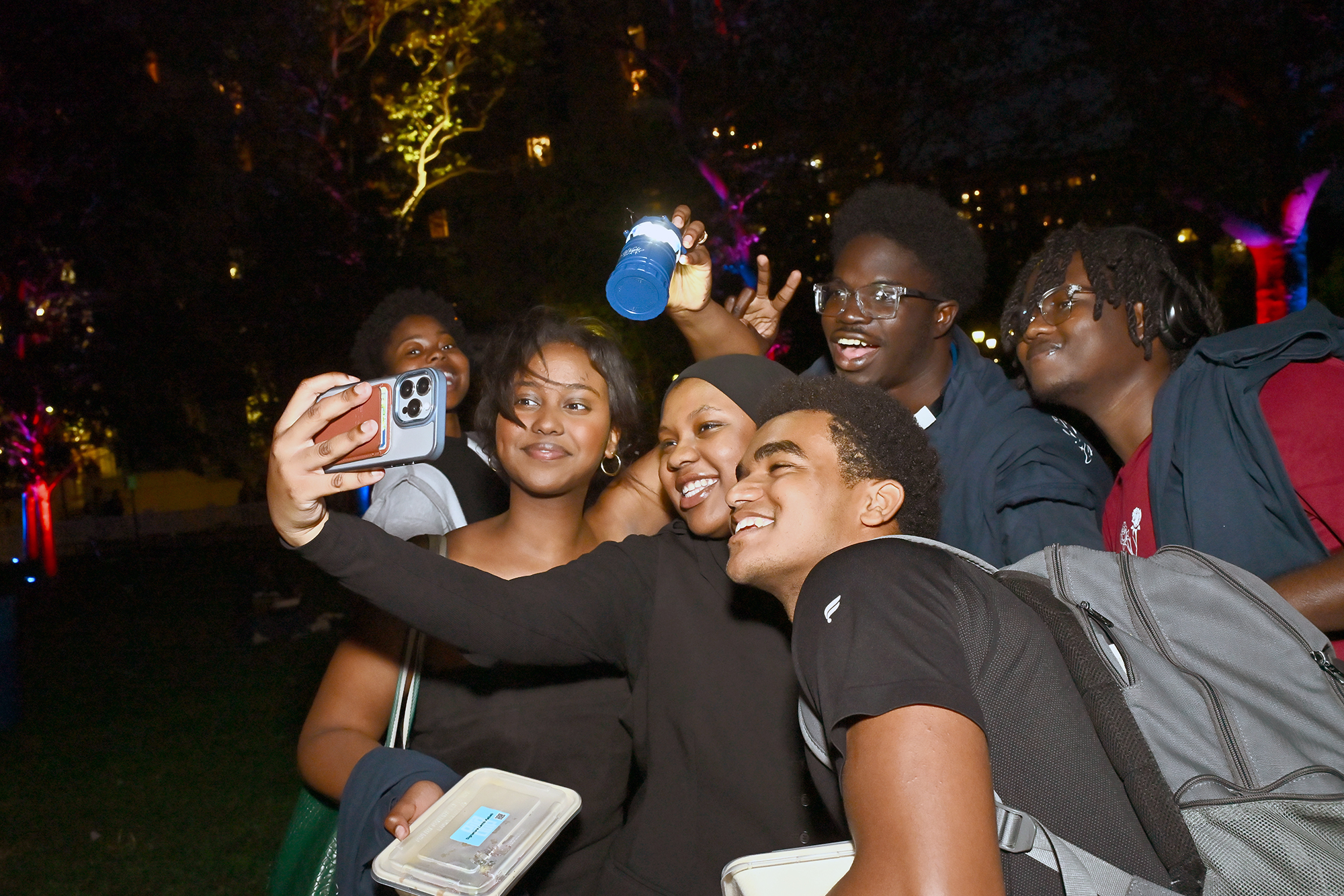 Students take a group selfie at Penn’s U-Night.