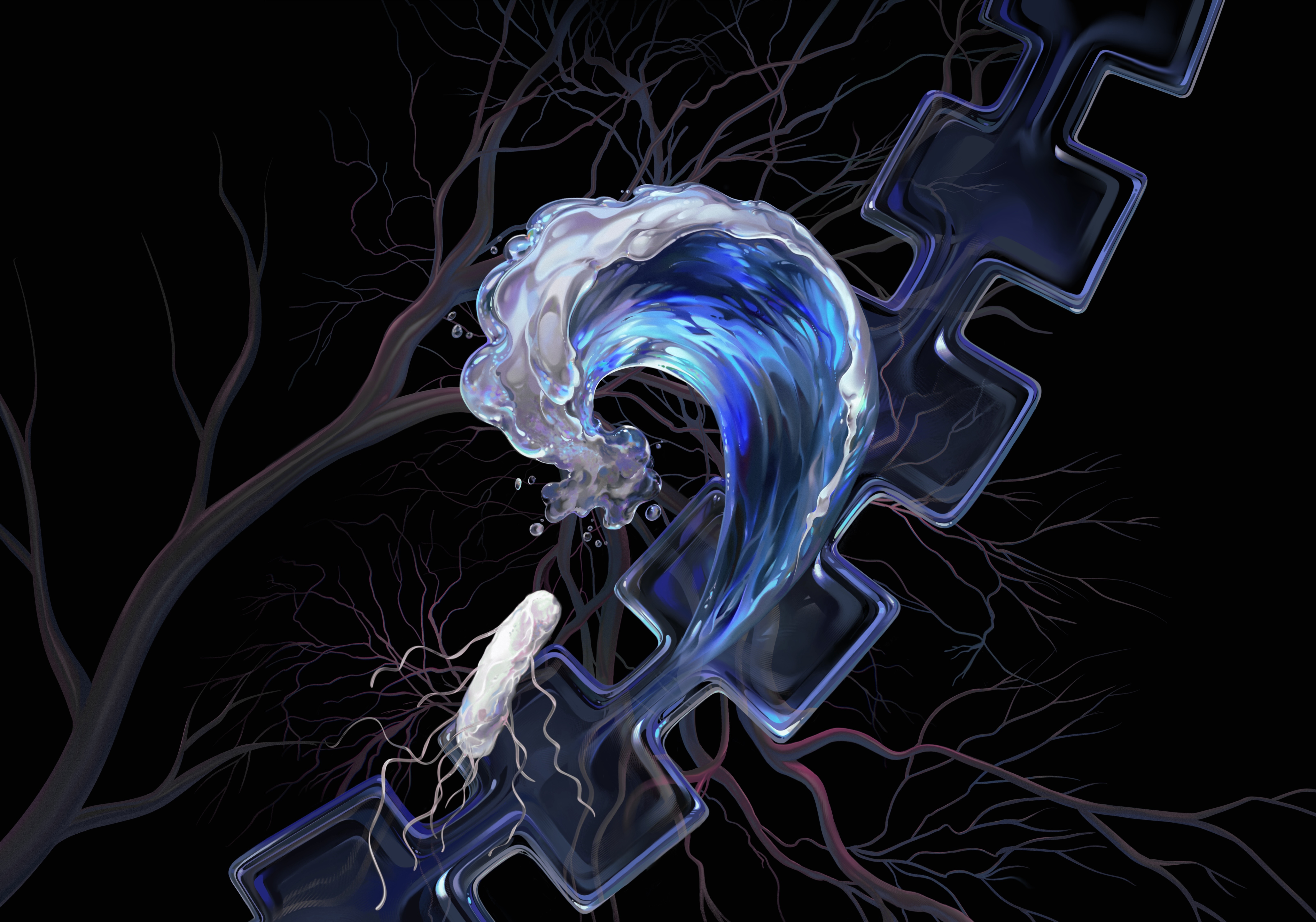 Artist's rendering of bacteria moving through a nanofabricated tube.