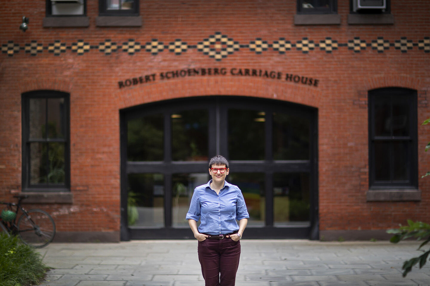 Erin Cross in front of the Penn LGBT Center.