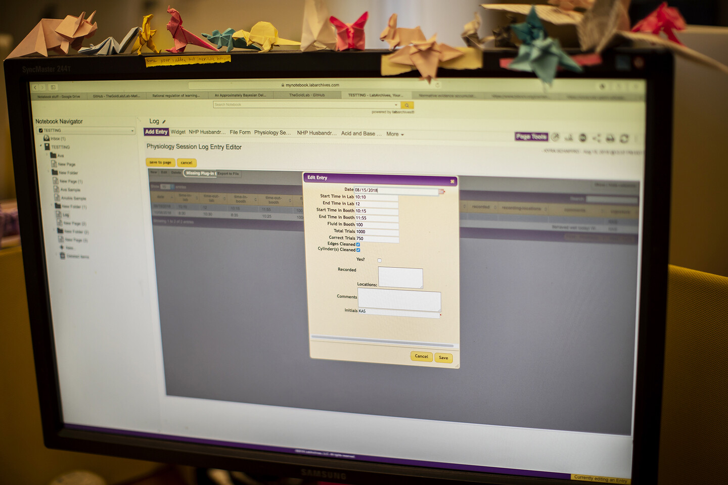 LabArchives screenshot