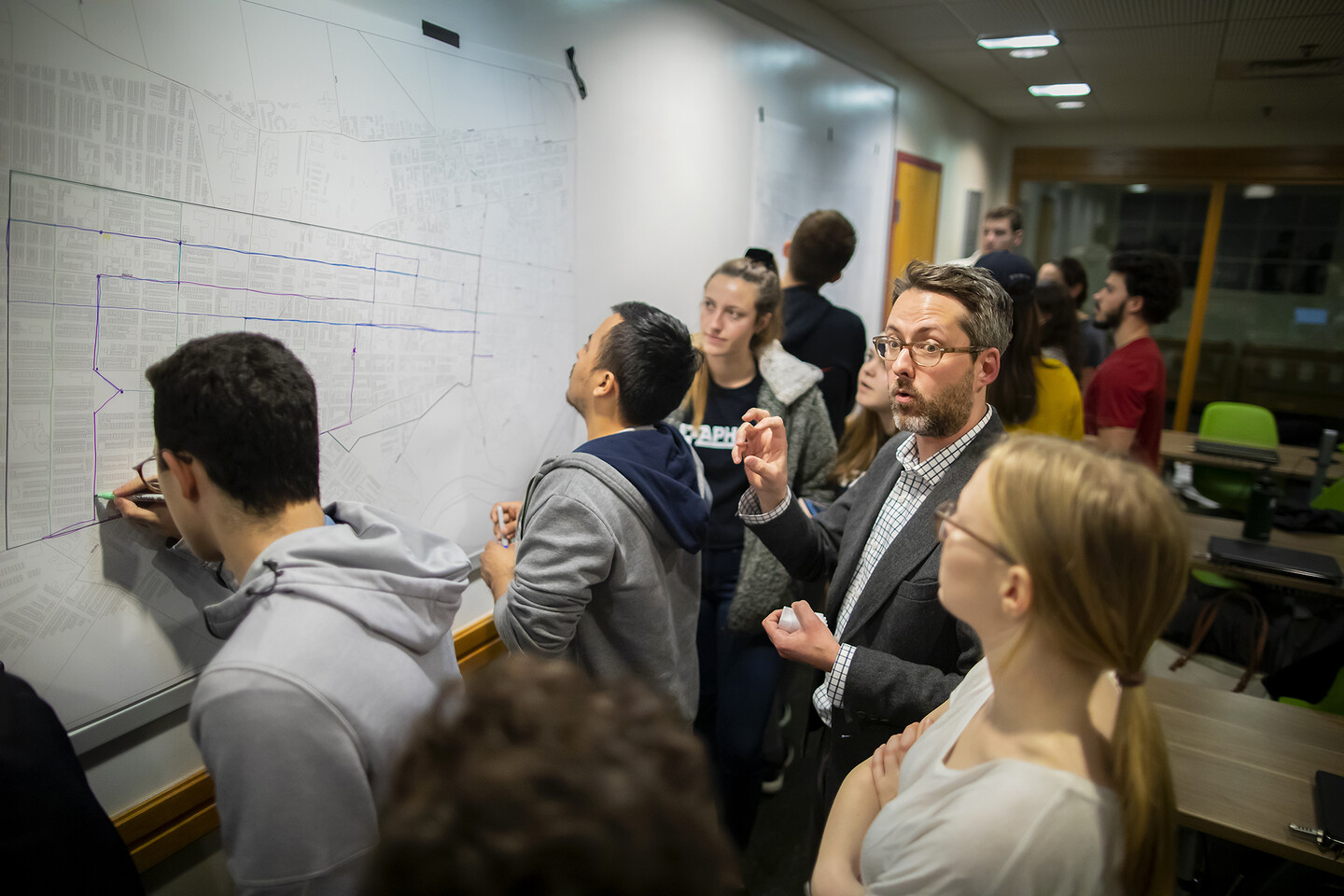 Brent Cebul and students working on mapping exercise
