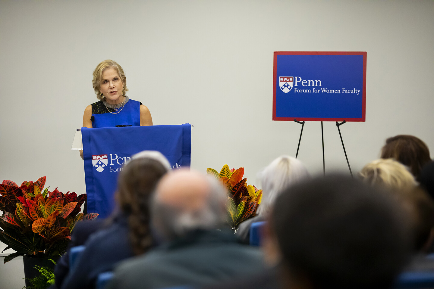 Judith Rodin speaking to audience behind podium