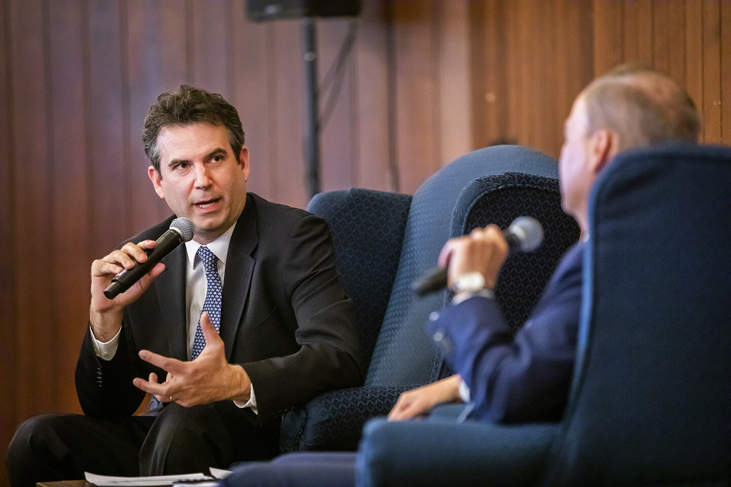 Man speaking with microphone
