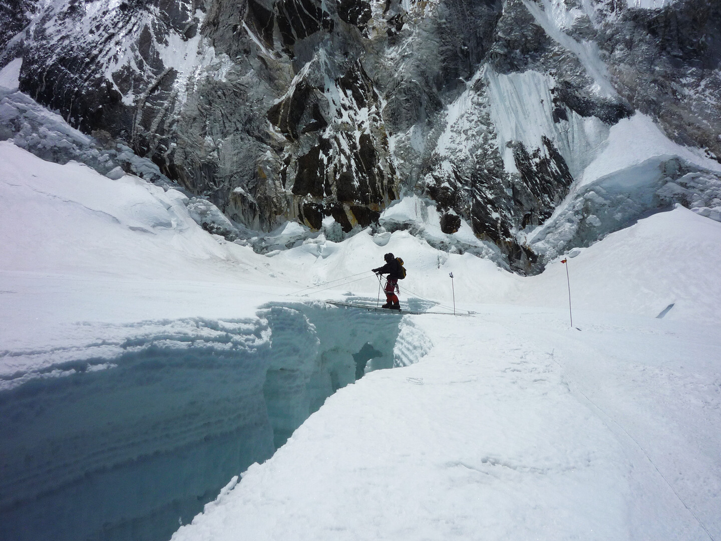 Crossing a crevasse