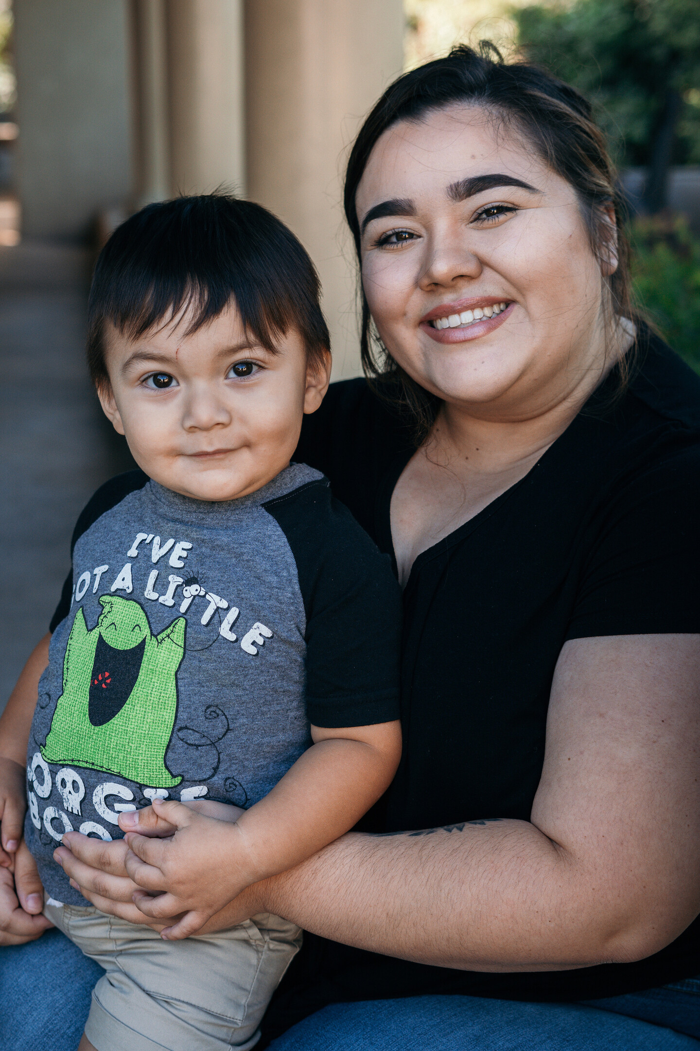 Portrait of smiling mother and child