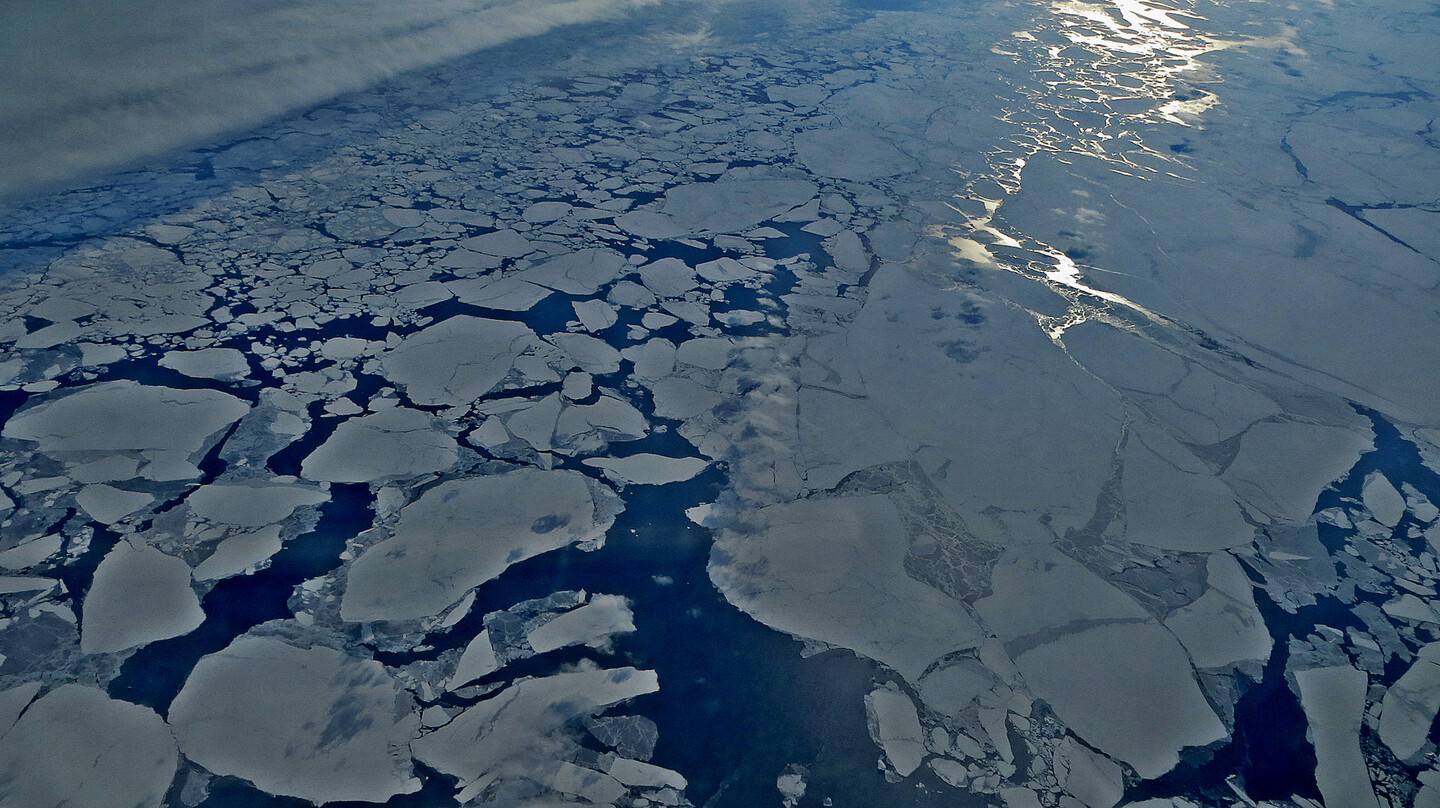 Pieces of sea ice over the Arctic. 