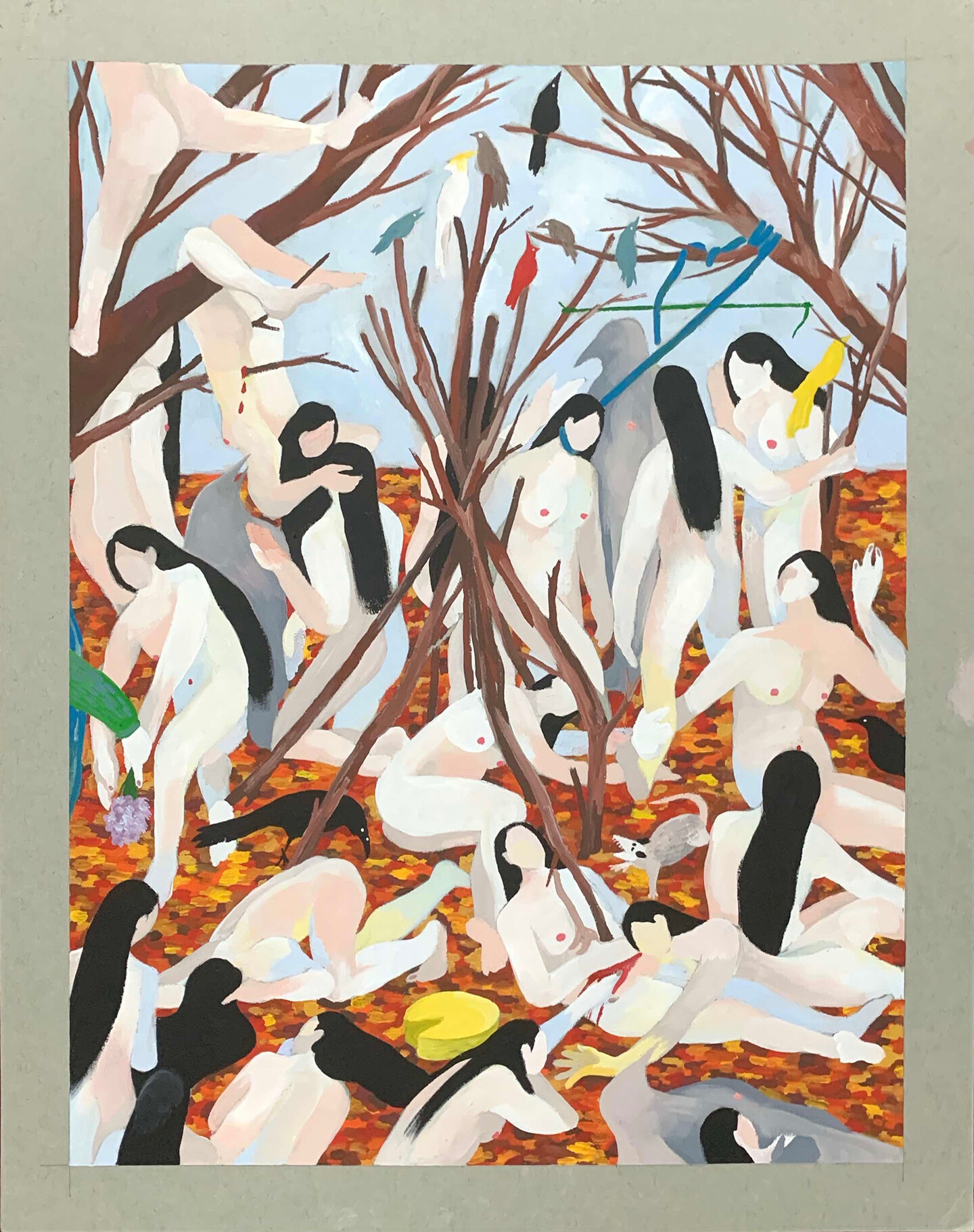 Oil and guache painting titled Wissahickon by Kay Seohyung Lee.