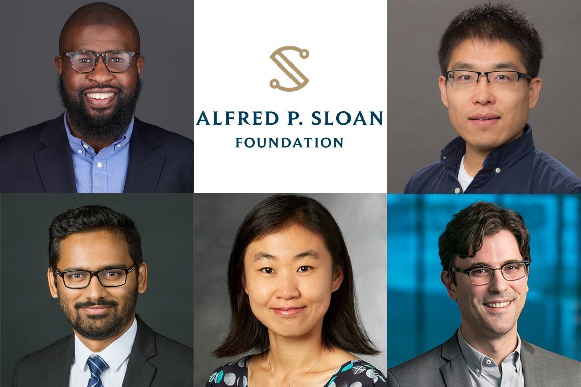 portraits of from top left clockwise Ishmail Abdus-Saboor, Bo Zhen, Marc Miskin, Ziyue Gao, and Bhaswar B. Bhattacharya 