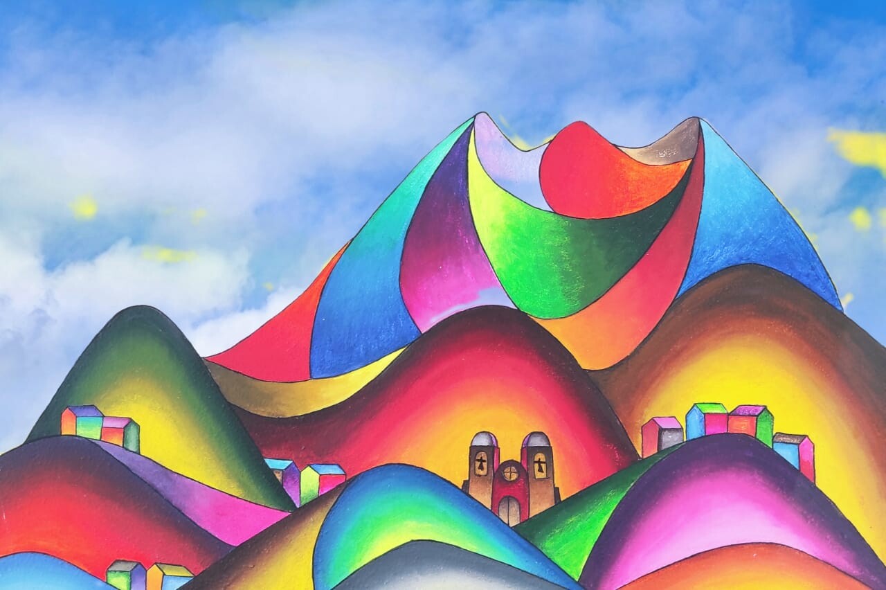 Colorful hills and homes