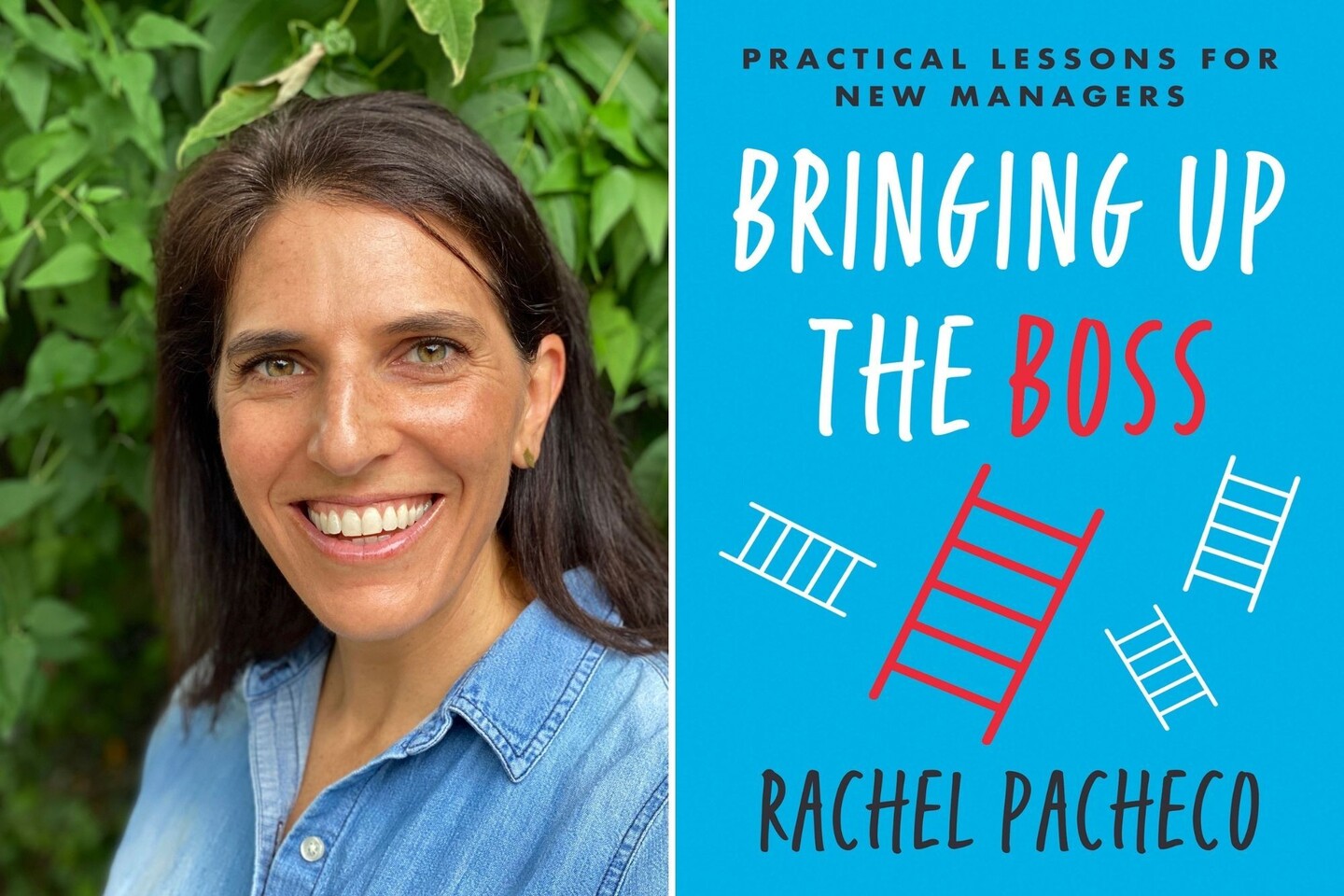 side by side picture of author and book cover