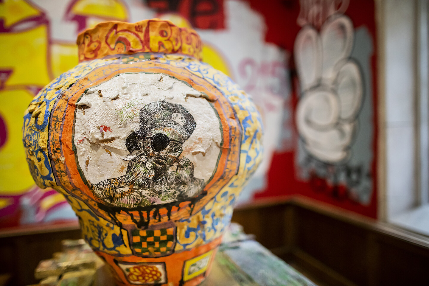 ceramic pot with a portrait 