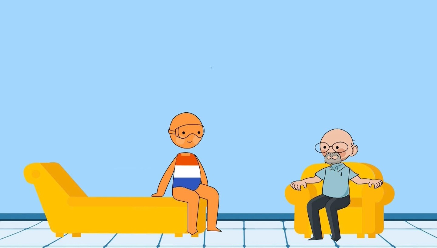 Cartoon figures in therapy session