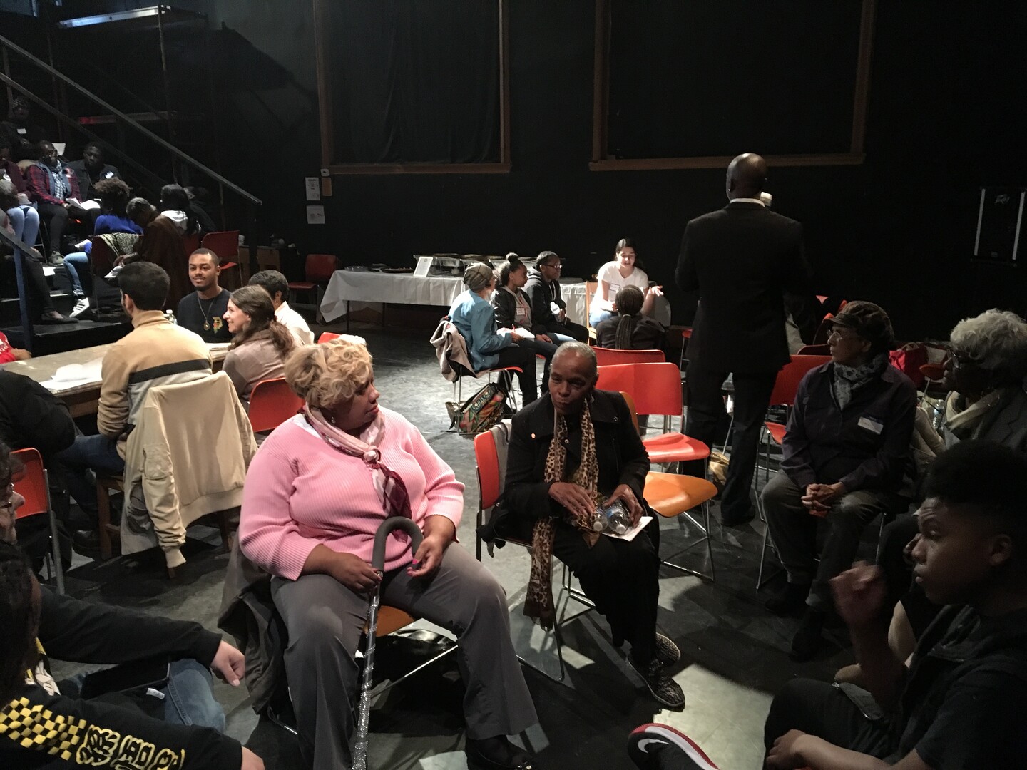 community members talking