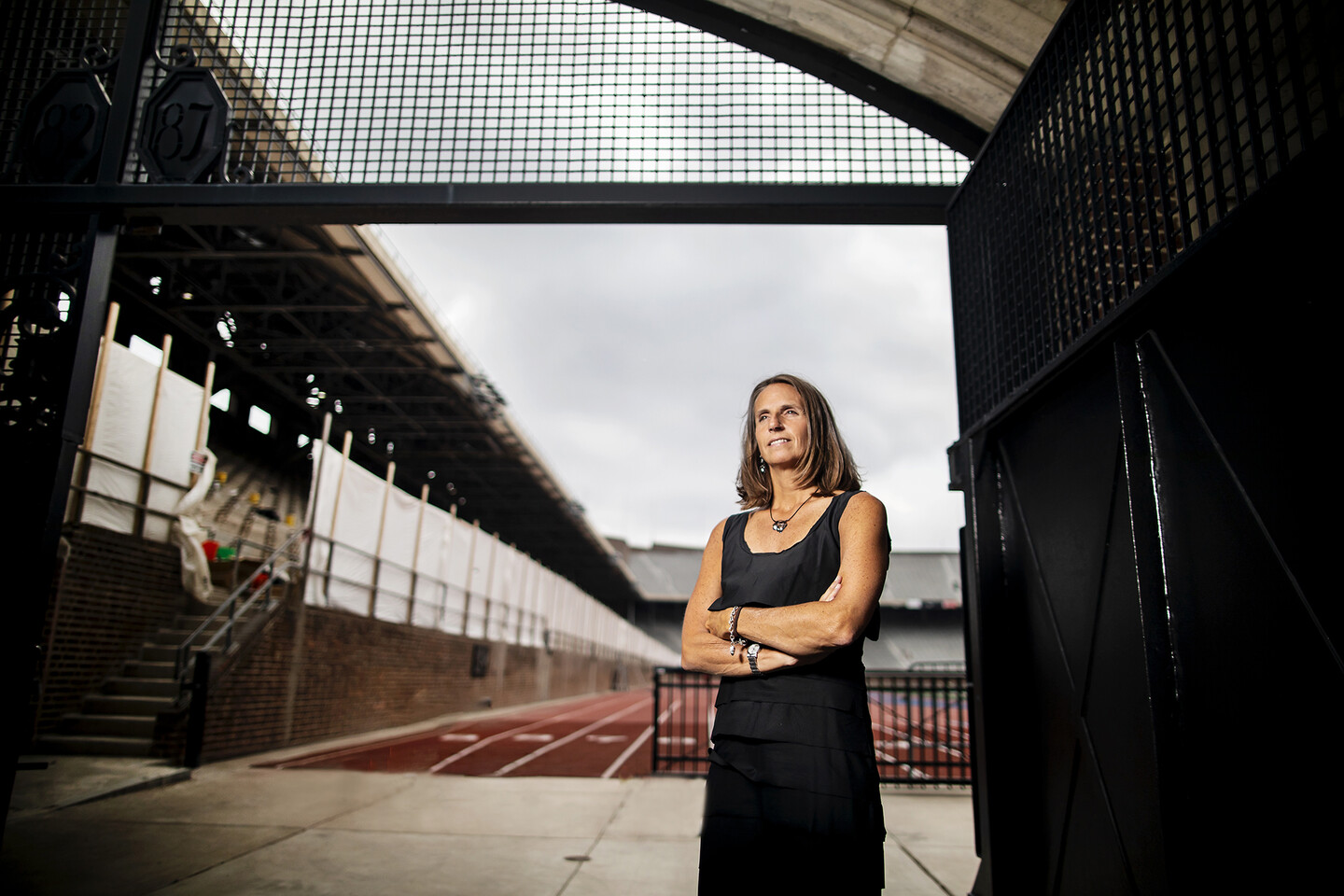 Alanna Wren poses near the track at Franklin Field.