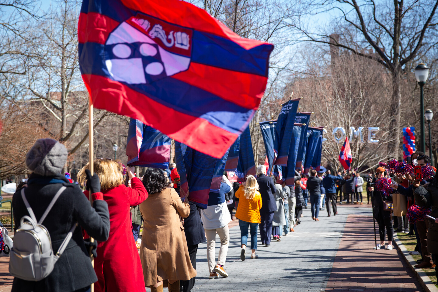 parade on locust walk welcoming incoming president liz magill