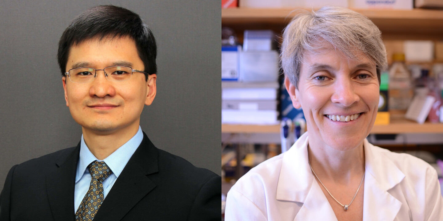 Headshots of scientists Qi Long and Nicola Mason