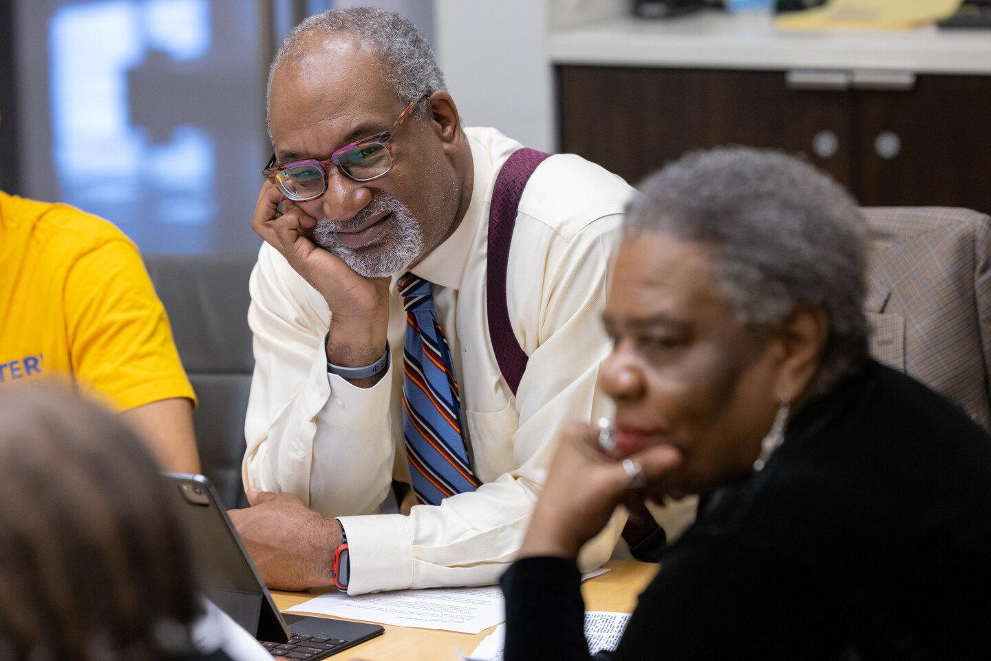 Herman Beavers and Karen Brown at a table