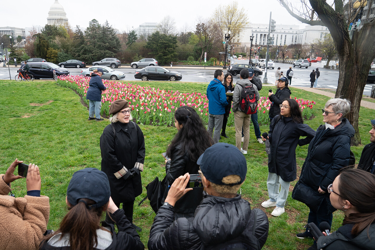 annenberg students interviewing at memorial site