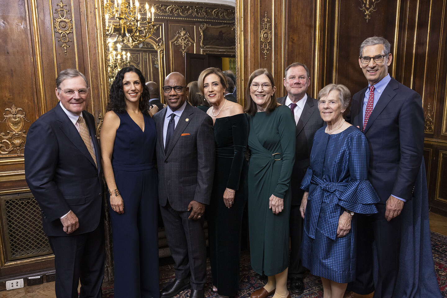 From left: Harold W. McGraw III, Penn GSE dean Katharine Strunk, David Wilson, Debra Duardo, Barbara Oakley, Robert McGraw, Suzanne McGraw, and Michael Golden.
