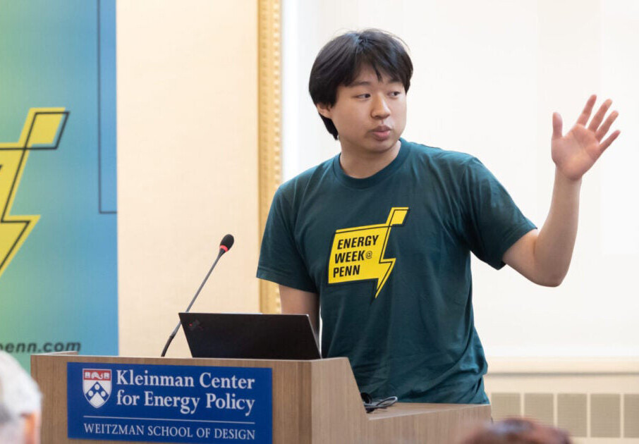 Student gives talk during Energy Week.