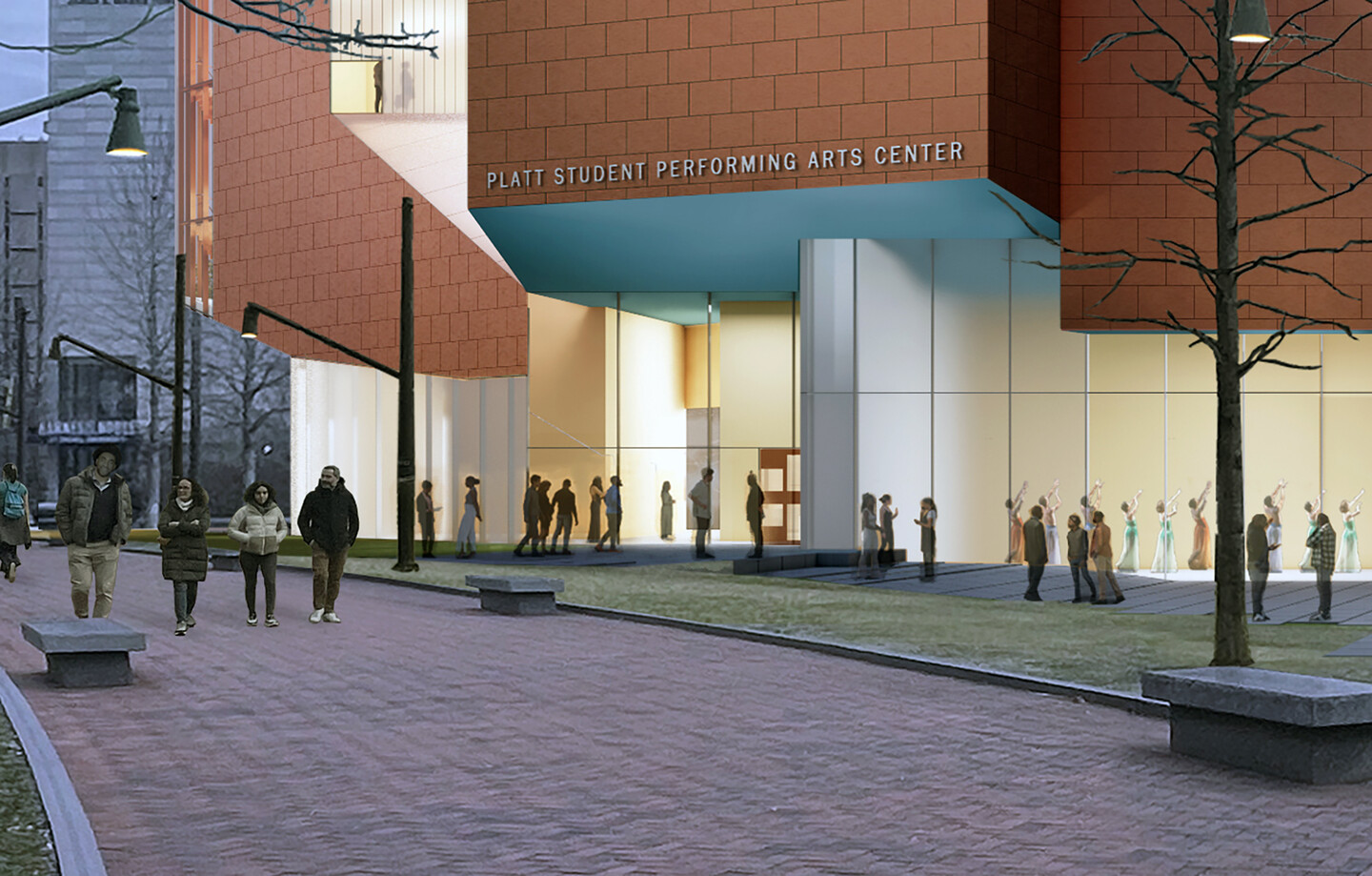 Artist rendering of the new Platt Student Performing Arts Center.