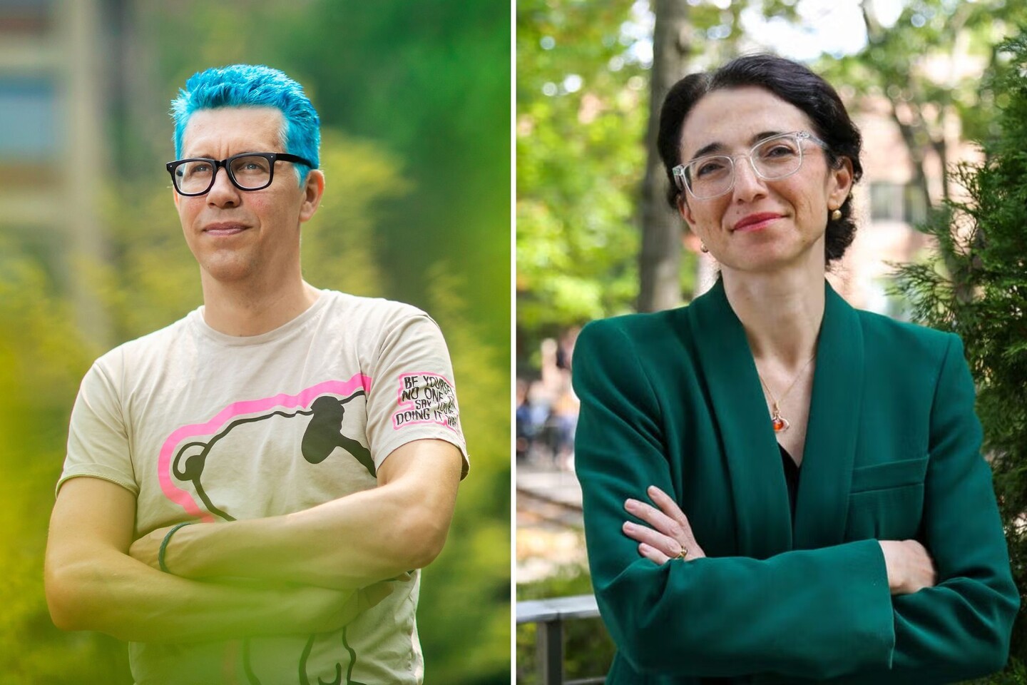 Headshots of Konrad Kording (left) and Ioana Marinescu (right).