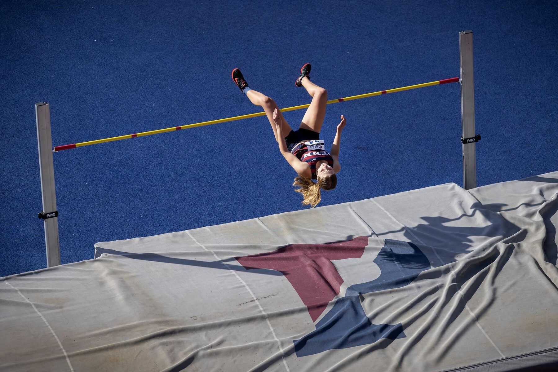 A high jumper on the descent.
