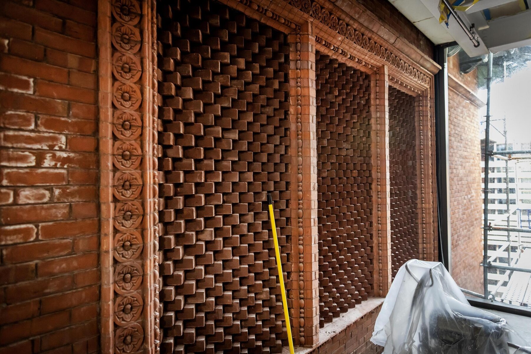 The exterior of Penn’s Weitzman School under construction.