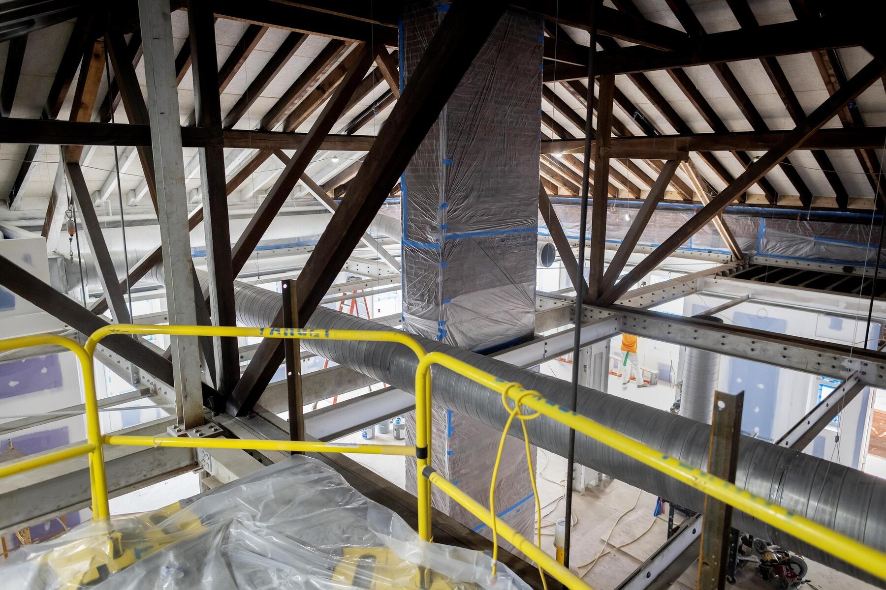 The interior of Penn’s Weitzman School under construction.