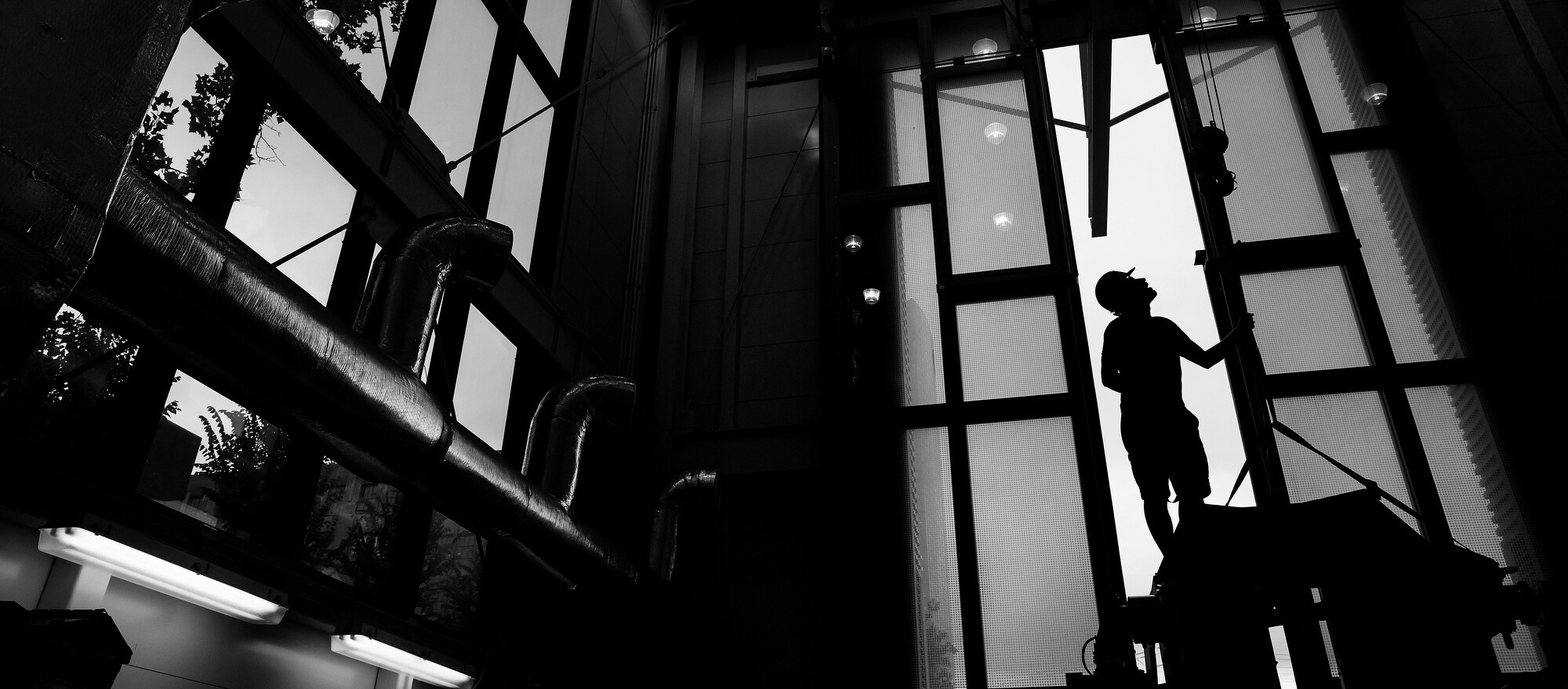 silhouette of blast worker