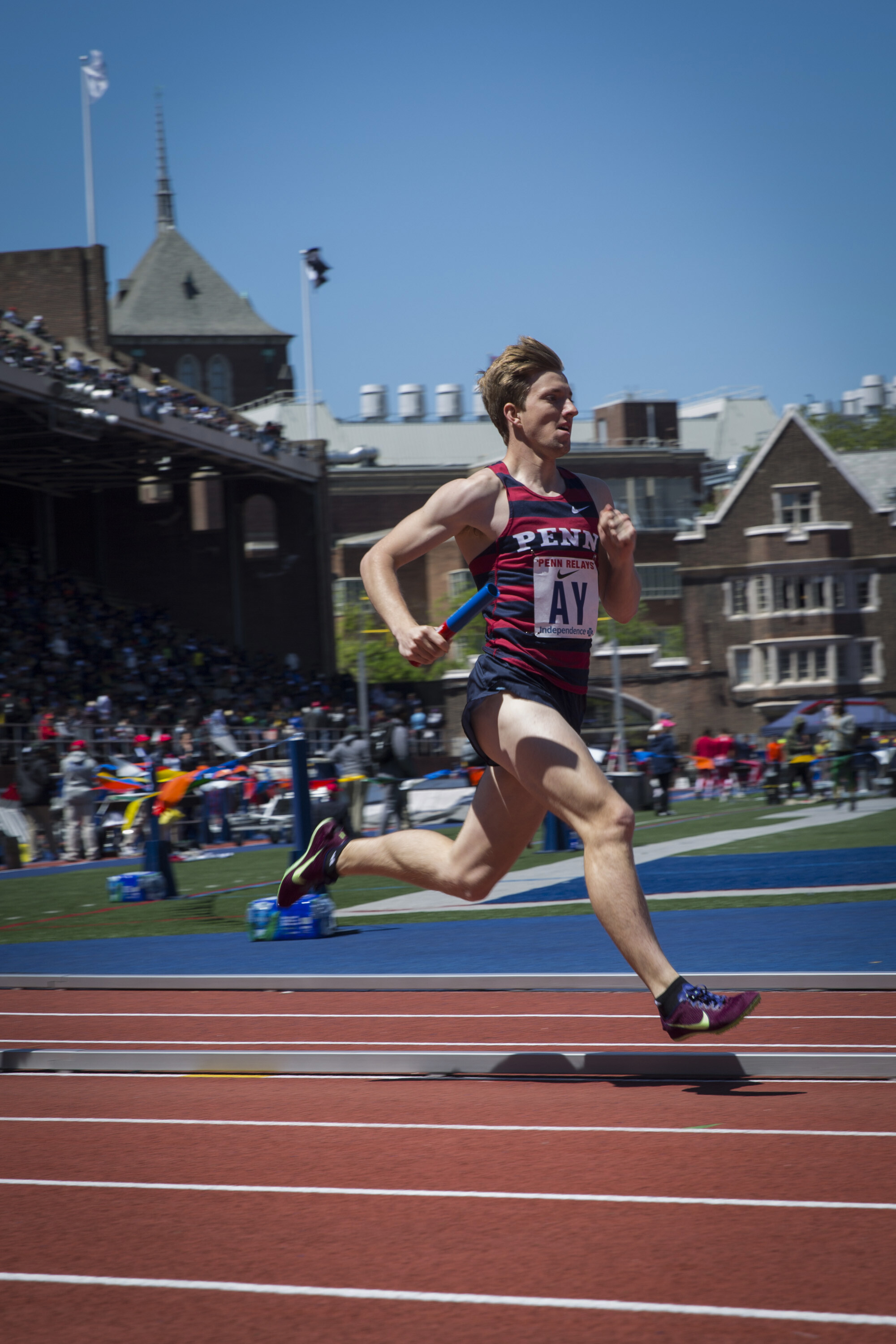 James Lee competes in the College Men's 4 x 800m