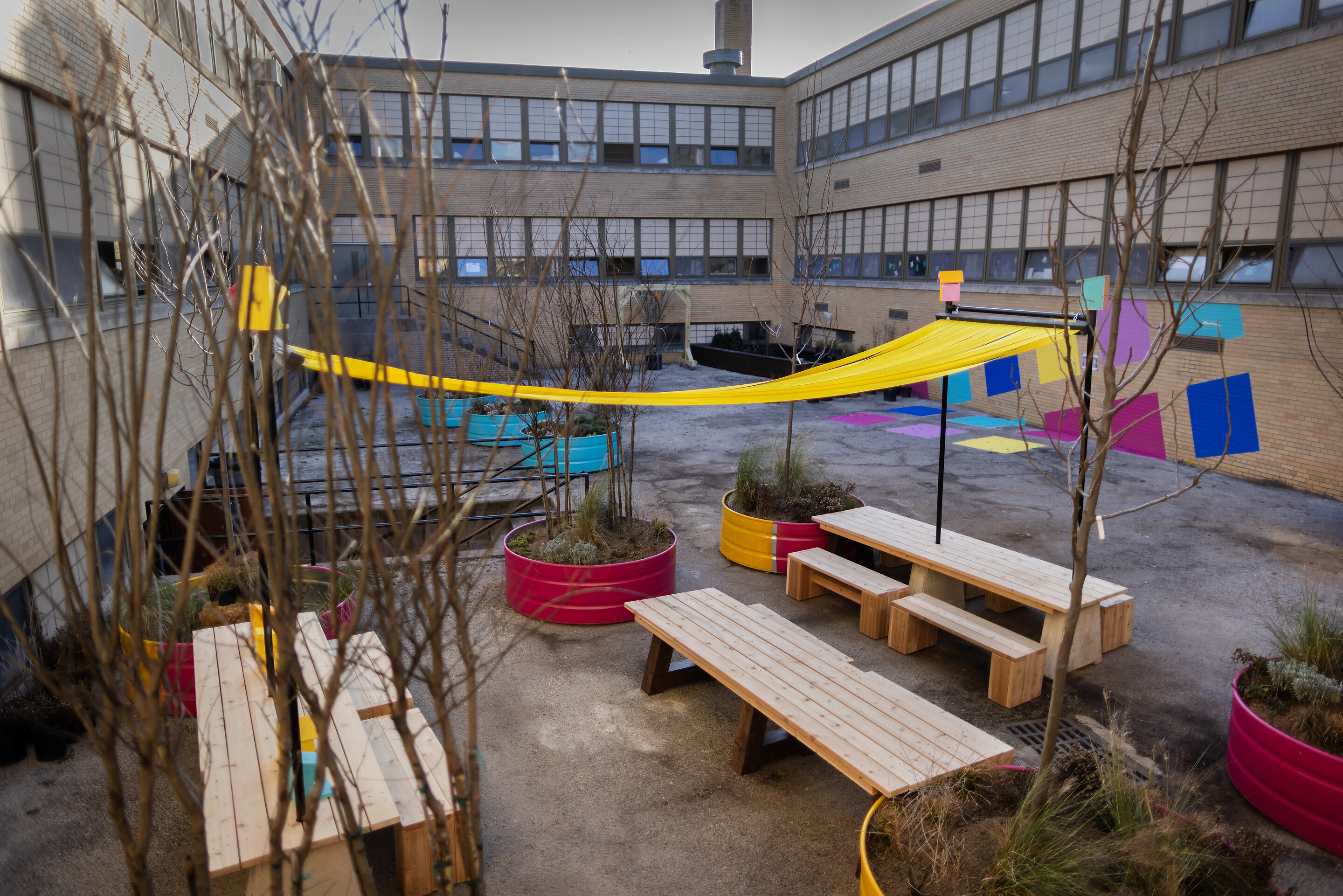 The completed courtyard of the Breathing Room.