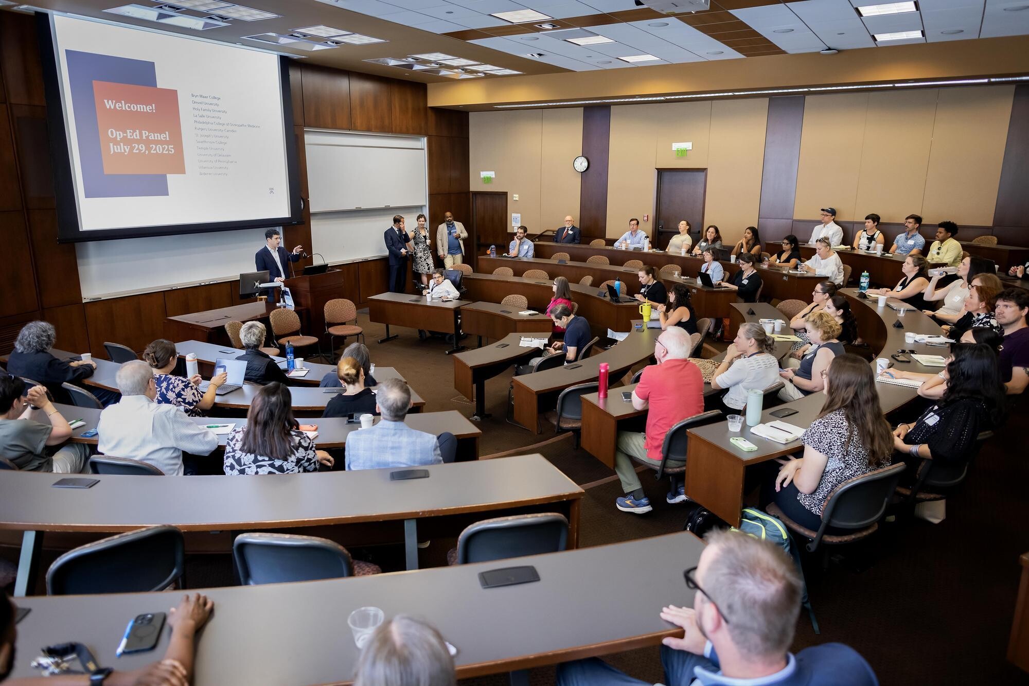 Attendees at the UCOMMS op-ed writing workshop