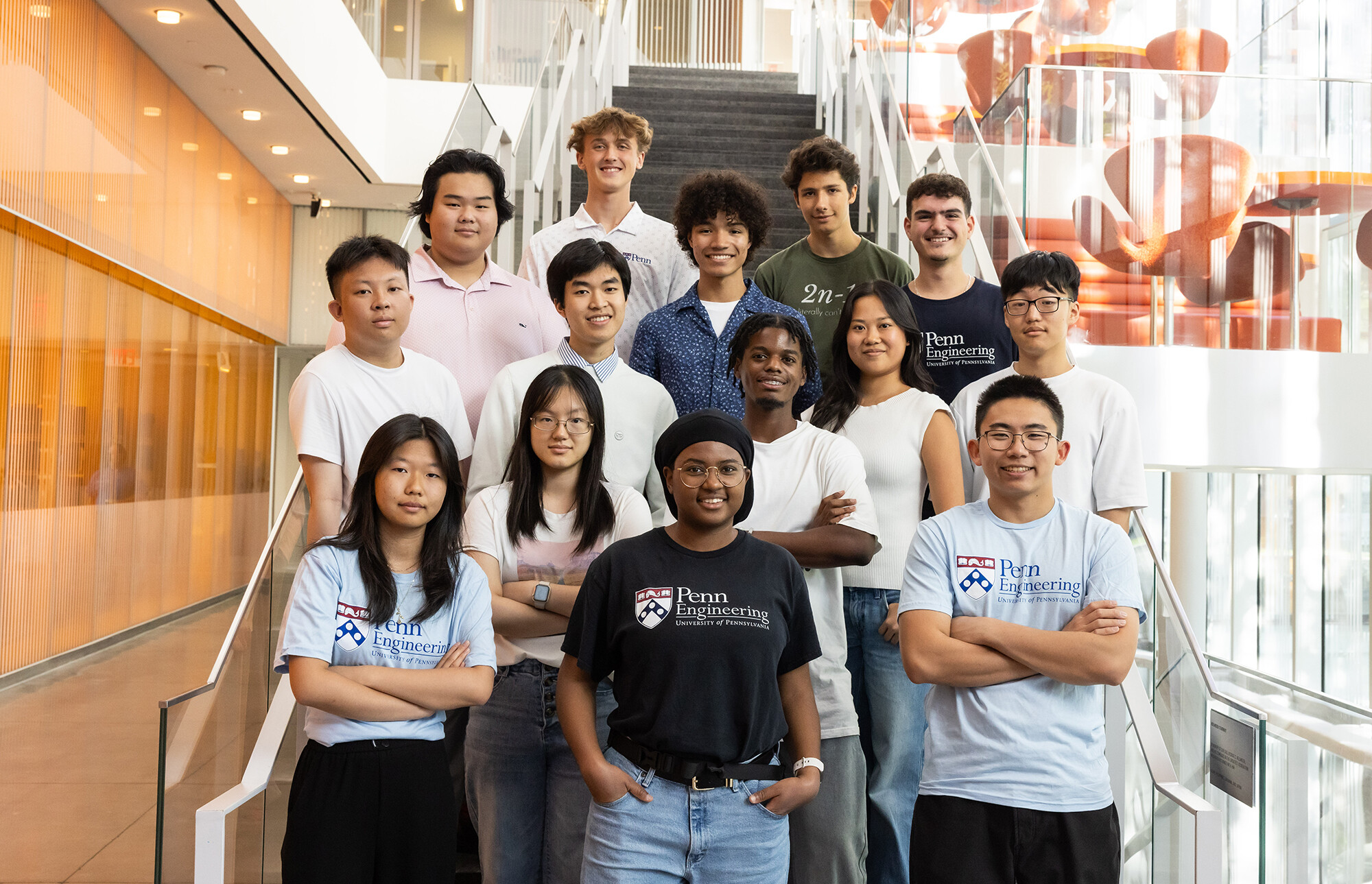 (bottom row, left to right) Tina Lee, Amehja Williams, and Hubery Pai; (second row) Amaris Chen and Ross Richard; (third row) Darren Lin, Minghui Zhang, Emily Jiang, and Frankie Lin; (fourth row) Shawn Edbert, Henry Westfall, and Noah Hidalgo; (fifth row) Matas Bujanauskas and Elias Chavez.