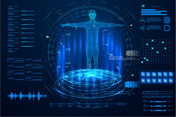 A scan of a human body analyzed by AI tools.