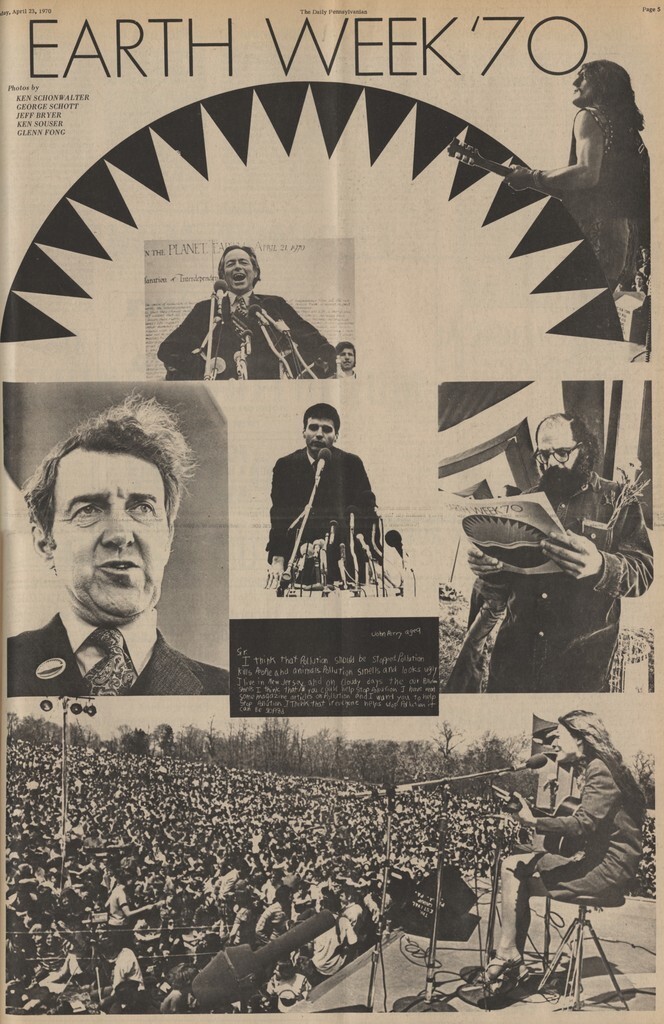 Cover of a newspaper highlighting Philadelphia's first Earth Day 